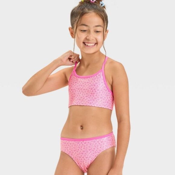 Cat & Jack ~ Girl’s Pink Leopard Spot Bikini Set ~ UPF 50+ UV Protection ~ XL 14 - Picture 2 of 8